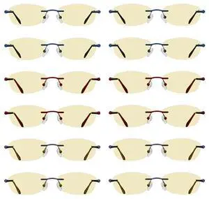 Eyekepper 12 Pack Blue Light Blocking Reading Glasses Yellow Tinted Computer Readers Women Rimless +1.75