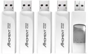MMOMENT 128GB (5 Pack) MU39 USB Flash Drive USB 3.2 Retractable Thumb Drive with Sliding Connector, Up to 100MB/s Read, 30MB/s Write  Plug & Play Memory Stick for PC, Mac, TV, Car