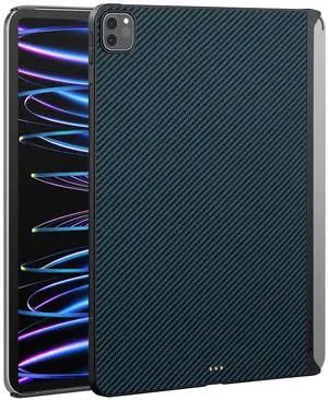 PITAKA iPad Pro 11 Inch Case (2022/2021, 4th/3rd Generation), Compatible With Magic Keyboard, Fits MagEZ Folio 2 & Stand, Aramid Fiber Made, Black/Blue [MagEZ Case 2]