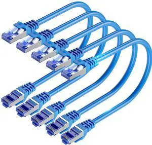 Cat6A Ethernet Cable Shielded 10Gbps 20 ft (5 Pack), Slim Shielded (F/UTP) Ethernet Cable Cat 6, Flexible 28AWG Bare Copper Cat6 Cable, Space-saving Cat 6a Network Cable for Server, Data Center, Blue