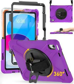 BRAECN Case for iPad (A16) 11th/10th Generation 11/10.9 inch (2025/2022) Heavy Duty Screen Protector 360° Rotating Handle Stand Shockproof Drop Protection Shouler/Hand Strap Durable Kids-Friendly