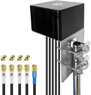 Maswell Cellular Antenna 600MHz~8.0GHz 4X4 MIMO 5G and GNSS Antenna 4G 3G LTE WiFi6E UWB Screw Mount L Plate Mount SMA Male Waterproof Cubic Outdoor Antenna with Medium gain,not for Signal Boosting