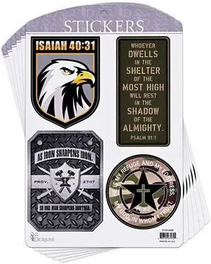 Dicksons Adhesive Sticker Decal for Journaling, Scrapbooking, and Accessory Personalization 3.75 x 4.75 Vinyl Military Collection - Pack of 6