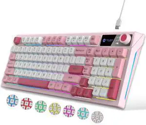 Gaming Keyboard USB Linear Wried RGB Rainbow Light with Volume Knok,Illuminated Keyboards 7 Color Backlit+8 Models LED Lighting Up, Spill Resistant, Fn+12 Media Hotkeys,Compatible with Windows/MAC