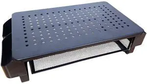 VOXMOUNT Monitor Stand Riser, Metal Laptop Stand with Storage, Printer Stand with Vented Drawer and Side Storage, Desk Organizer for Monitor, VMMR01-WDB