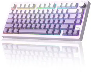 MageGee Light 75 Wireless Mechanical Keyboard,75% Hot Swappable Custom Keyboard with Knob,RGB Backlit,Double-Shot PBT Keycaps,2.4GHz/BT5.0/USB-C Mechanical Gaming Keyboards