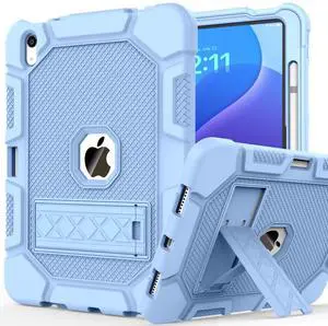 Case for iPad 11-inch (A16) 11th Generation 2025 / iPad 10th Generation 10.9 inch 2022, Heavy Duty Shockproof Rugged Protective Case with Kickstand & Pencil Holder, LightBlue