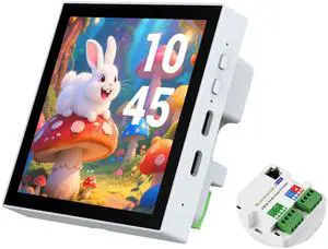 ESP32-P4 Smart 86 Box Development Board, ESP32-P4 Chip Onboard 4inch IPS 720 x720 Pixel Touch Display, Support AI Voice Interaction, with RS485, RJ45 Ethernet Port, 2-CH Relay Interfaces