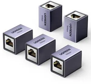 UGREEN RJ45 Coupler 10Gbps, 5 Pack Ethernet Extender, Cat8 Cat7 Cat6 Cat5 Ethernet Cable Extender Adapter, 328ft LAN Connector in Line Coupler Female to Female Aluminum Alloy