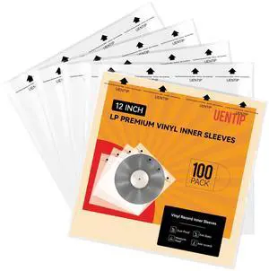 100-Pack 3-Ply Vinyl Sleeves Inner - 12 Inch Vinyl Protective Sleeves LP Album Cover,3 Layer Anti Static Rice Paper LP Sleeves Protect Your LP Collection (Inner Sleeves-Square)