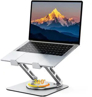 RIWUCT Laptop Stand for Desk 360° Flexible Rotating, Ergonomic Adjustable Laptop Riser Holder with Dual-bar Support, Portable Computer Notebook Stand for MacBook Air Pro, Dell XPS, HP (10-16")
