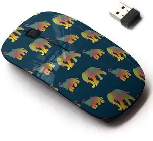 2.4G Wireless Mouse with Cute Pattern Design for All Laptops and Desktops with Nano Receiver - Elephants