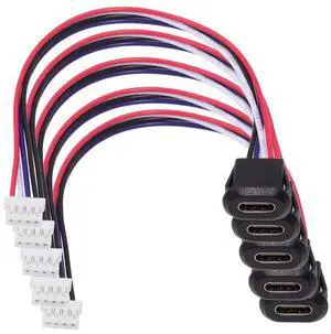 cablecc 5pcs/Set Type C Female Socket to 4Pin Header Cable Pitch=2.0mm Latch Mount Type DIY OEM Support DC 5V Power