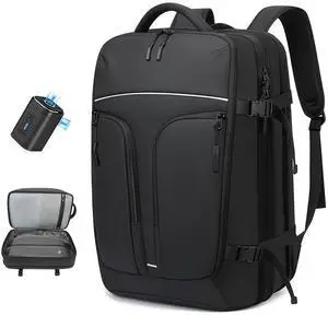 TANGCORLE Vacuum Compression Backpack for Travel, 47L Expandable Backpack with Pump, 17 inch Laptop Backpack Luggage Flight Approved with Vacuum Compression System