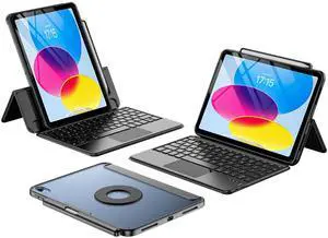 ProCase Folio Keyboard Case for iPad 11-inch (A16 Chip) 2025 / iPad 10th Generation 10.9" 2022; Magnetic Detachable Protective Cover with Touchpad & Pencil Holder -Black