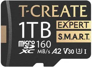 TEAMGROUP T-Create Smart A2 1TB Micro SDXC U3 V30 4K R/W Speed up to 160/150 MB/s High Speed Flash Memory Card for Creators, Compatible with GoPro, Insta360 TTCS1TIA2V3003