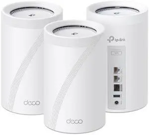 TP-Link Deco BE67 Tri-Band WiFi 7 BE14000 Whole Home Mesh System | 8-Stream 14Gbps | 1×10G+1×2.5G Multi-gig Wired Backhaul | Up to 8100 Sq.ft | VPN, HomeShield, MLO, 320 MHz, AI-Roaming (3-Pack)
