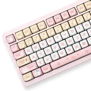 Sumgsn Round Moa Profile Keycaps-141 Keys Cute Pink PBT Keyboard Keycap Set for with Keycaps Puller for Cherry MX Switches Mechanical Keyboard