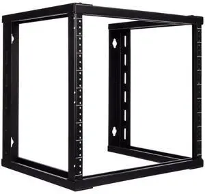 NavePoint 9U Open Frame Wall Mount Server Rack for 19" Networking IT Equipment & A/V, 12-24 Threaded, Compatible with 2-Post Mounting, Black