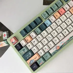 152 Keys PBT Dye Sub Custom Keycaps Cherry Profile Green Keycap Set Fit for 61/64/87/104/108 Cherry Mx Switches Mechanical Keyboard