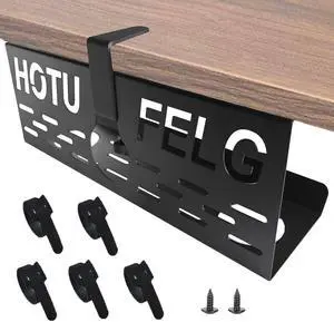 Under-Desk Cable Management Tray, Two Installation Way Clamp on/Screw-in Mount Cord Hider, Wire Organizer Computer Desktop Power Cable Manager Table Storage Basket for Office,Home,(1 Pack,Black)