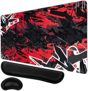 Canjoy Gaming Mouse Pad + Keyboard Wrist Rest Pad and Mouse Wrist Rest Kit, Easy Typing Pain Relief for Computer, Laptop