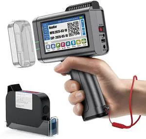 NUOKER Handheld Inkjet Printer - Metal Body, 1/2" Print Height, Prints Dates/QR Codes/Barcodes on Any Flat Surface for Industrial & Retail Labeling (Nuoker-1270 Printer)