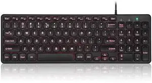 Perixx PERIBOARD-333RGB Wired Backlit USB Keyboard- X Type Scissor Keys - Compact 14.25x4.57x0.83 Inches - Big Print Letters - RGB Backlit - US English