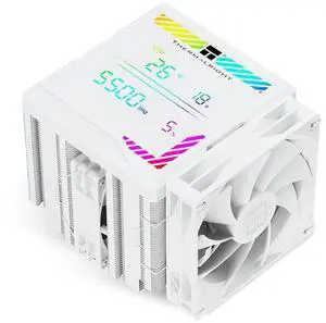 Thermalright Peerless Assassin 140 Digital White CPU Cooler, Double PWM Fans with 1850RPM Speed, Support Intel lga1700/1851/115X/2011/1200,AMD:AM4/AM5, Computer CPU Cooling,Digital Screen Top Cover
