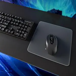 Tempered Glass Gaming Mouse Pad with Honeycomb Micro-Etched Surface, Ultra-Smooth Glide, Waterproof, Scratch-Resistant, Non-Slip, Adjustable Silicone Foot Pads for Office & Play (D)