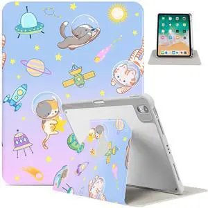 Lalumix for iPad Air M3/M2 11 Inch Case 2025/2024, for iPad Air 5Th/4Th Generation Cover, for iPad Pro 11 Inch Case 4th/3rd/2nd/1st Generation, 360 Degree Rotating Pencil Holder, Slim, Cat Dog