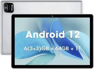 WeTap Android Tablet 10 inch 3GB RAM 64GB ROM Android 12 Tablets Octa-Core Processor 1280x800 IPS Display Tablet with 2+8MP Camera WiFi Bluetooth 6000mAh Battery (Silver)