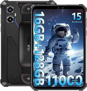 OUKITEL RT3 Plus Rugged Tablet Android 15-11000mAh Battery, 8 Inch Tablets, 16GB+128GB/TF 1TB, 16MP Camera, IP68/IP69K Waterproof, Octa-Core 4G Dual SIM/5G WiFi/Wrist Strap/GPS/NFC/Gemin AI, Blue