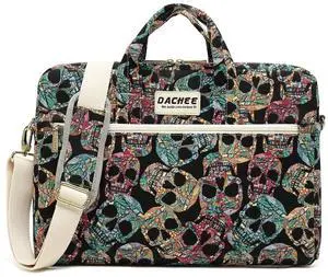 DACHEE Gothic Skull Pattern Waterproof Laptop Shoulder Messenger Bag Case Sleeve for 12 inch 13 inch Laptop and 11/12/13.3 inch (13 inch/13.3 inch)