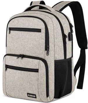 ZUBOND Backpack for Men and Women, Backpack for School Teen Boys, Business Travel Water Resistant Sturdy 15.6 Inch Laptops Back Pack with USB Charging Port, College School Computer Bag Gift