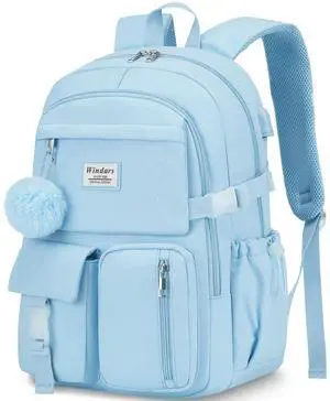 WINDARS Backpack for Teen Girls, 15.6 Inch Laptop Backpack Cute Kids Bookbag for Middle School College Students, Large School Bag for Women (Blue)