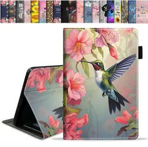 stmedazm Case for Amazon Kindle Fire HD 8/Fire HD 8 Plus Tablet (12th/10th Generation, 2024/2022/2020 Release), Slim Stand Folio Cover with Card Slot & Auto Wake/Sleep - Hummingbird Flowers