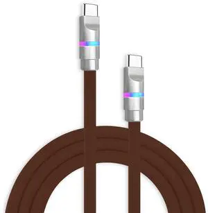chubbycable Neon Chubby - Fast Charge Cable with Smart Light RGB Color Gradual Light Up 100W Charging Cord LED USB C Cable Compatible with iPhone 17-15 Series, Chocolate, Type-C to Type-C, 19.6 FT
