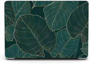 Hard Case Compatible with New MacBook Air 13 Inch Case 2020 2019 2018 Release Model A2337 M1 A2179 A1932 with Retina Display and Touch ID, Matt Plastic Hard Shell Case Cover - Green Leaves