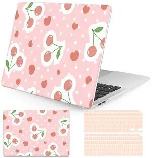 Seorsok Compatible with MacBook Air 13 Inch Case2022 2021 2020 2019 2018 Release A1932 A2179 M1 A2337 Touch ID,Cute Plastic Hard Shell Case with Keyboard Cover,Pink Cherry