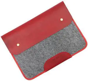 NGGU Premium Felt & Leather Laptop Sleeve - Durable 13-16 Inch Case for MacBook, Tablet & Laptop - Stylish & Protective - Small & Red