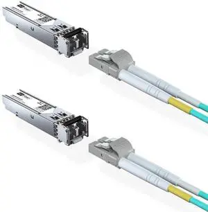 2 Pack 1000Base-SX Transceiver with 2m OM3 LC to LC Fiber Patch Cable, Gigabit Multimode SFP to LC Module, MMF 850nm,550m,DOM, for Cisco GLC-SX-MMD, Meraki and More