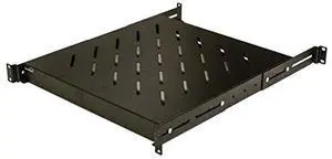 Navepoint 1U 19-Inch Fixed 4-Post Rack Mount Server Shelf with Adjustable Depth from 18-29 Inch Black