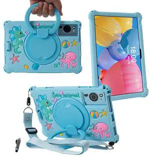 Kwamaz 10.1 inch Android Tablet Case for Callsky 10.1 inch Cpad 10/ROWT A10/Onn 10.1/ApoloSign EM101A/BYYBUO 10.1'',Light Blue