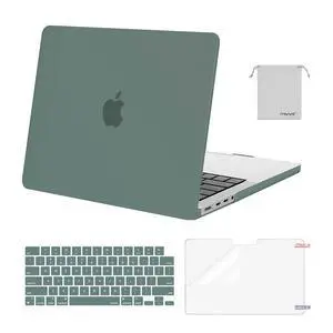 MOSISO Compatible with MacBook Pro 14 inch Case 2025 2024 2023 2022 2021 M4 M3 M2 M1 A3112 A3185 A3401 A2918 A2992 A2779 A2442, Plastic Hard Shell&Keyboard Cover&Screen Film&Pouch, Midnight Green
