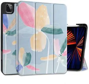 Yebiseven for M3/M2 iPad Air 11 inch 2025 2024 Case/iPad Air 5th & 4th Gen 2022 2020 Cover, Shockproof Tablet Case with Trifold Stand & Pencil Holder & Auto Sleep/Wake, Line Art