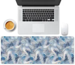 Large Mouse Pad, Full Keyboard Laptop Computer Mouse Mat, Blue Long Mousepad for Gaming Home and Office, Waterproof and Anti-Slip Neoprene Base, 31.5 x 11.8 Inches