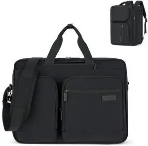 Hanke Underseat Carry On Bag, Convertible Laptop Bag for Men Women, 17.3 Inch Business Computer Briefcase Laptop Messenger Bag, Water-Resistant Travel Tote Personal Item, Graphite Black
