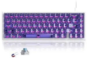 dagaladoo M68 HE V2 60% Wired Gaming Magnetic Keyboard with Adjustable Actuation,Hall Effect Gaming Keyboard Rapid Trigger,RGB HotSwap Custom Mechanical Keyboard,Purple Jelly keycaps trasparent