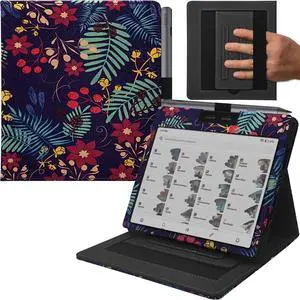 GOVTVA Double Stand Case for 7'' Onyx Boox Go 7 / Boox Tablet Go Color 7 (Gen II/Gen I 2025/2024) /Boox Page Cover with Elastic Pen Holder/Auto Sleep&Wake/Double Hand Strap (Flower Clusters)